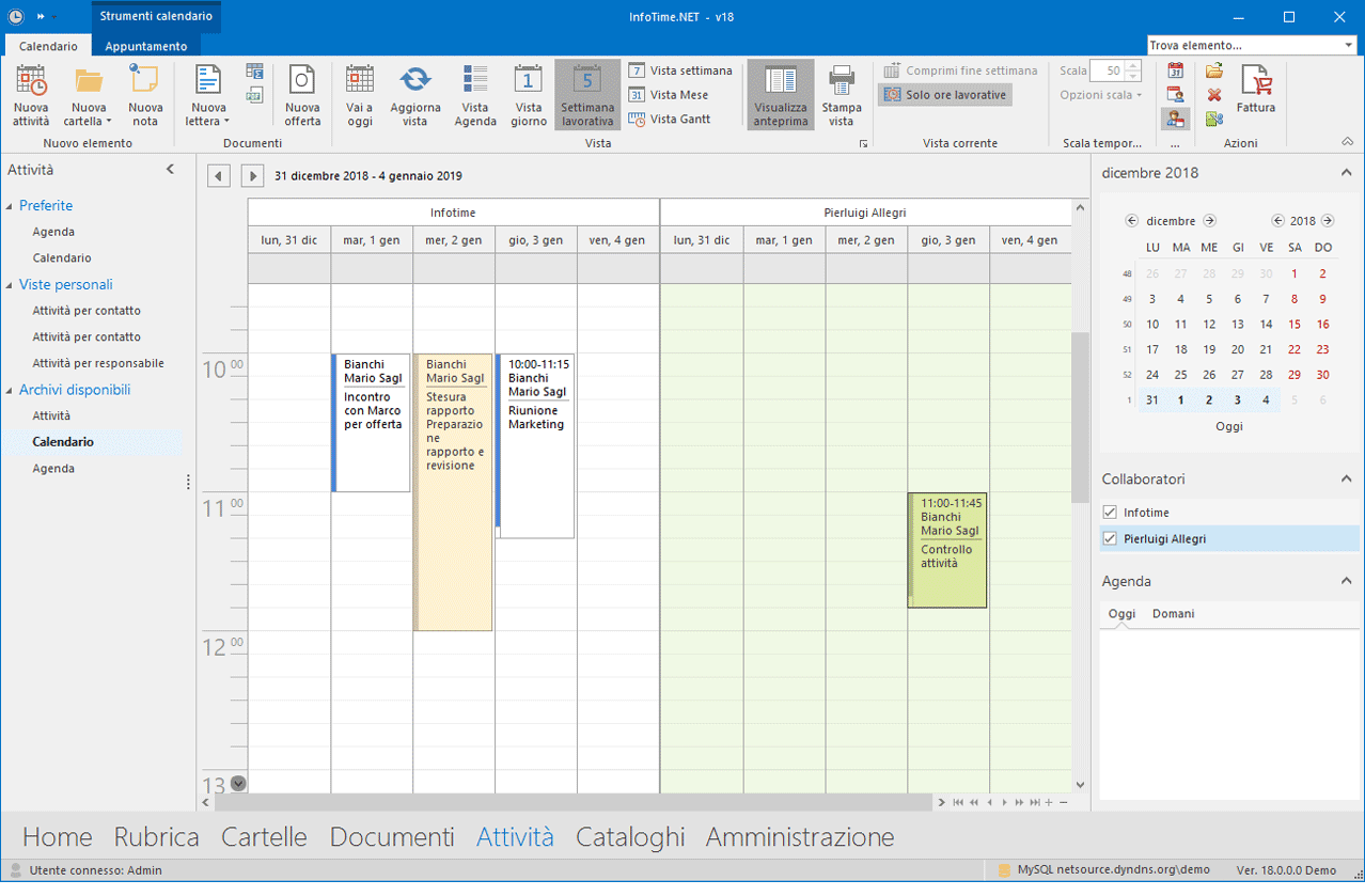 InfoTime dashboard: overview of hours worked, open deadlines and pending invoices.